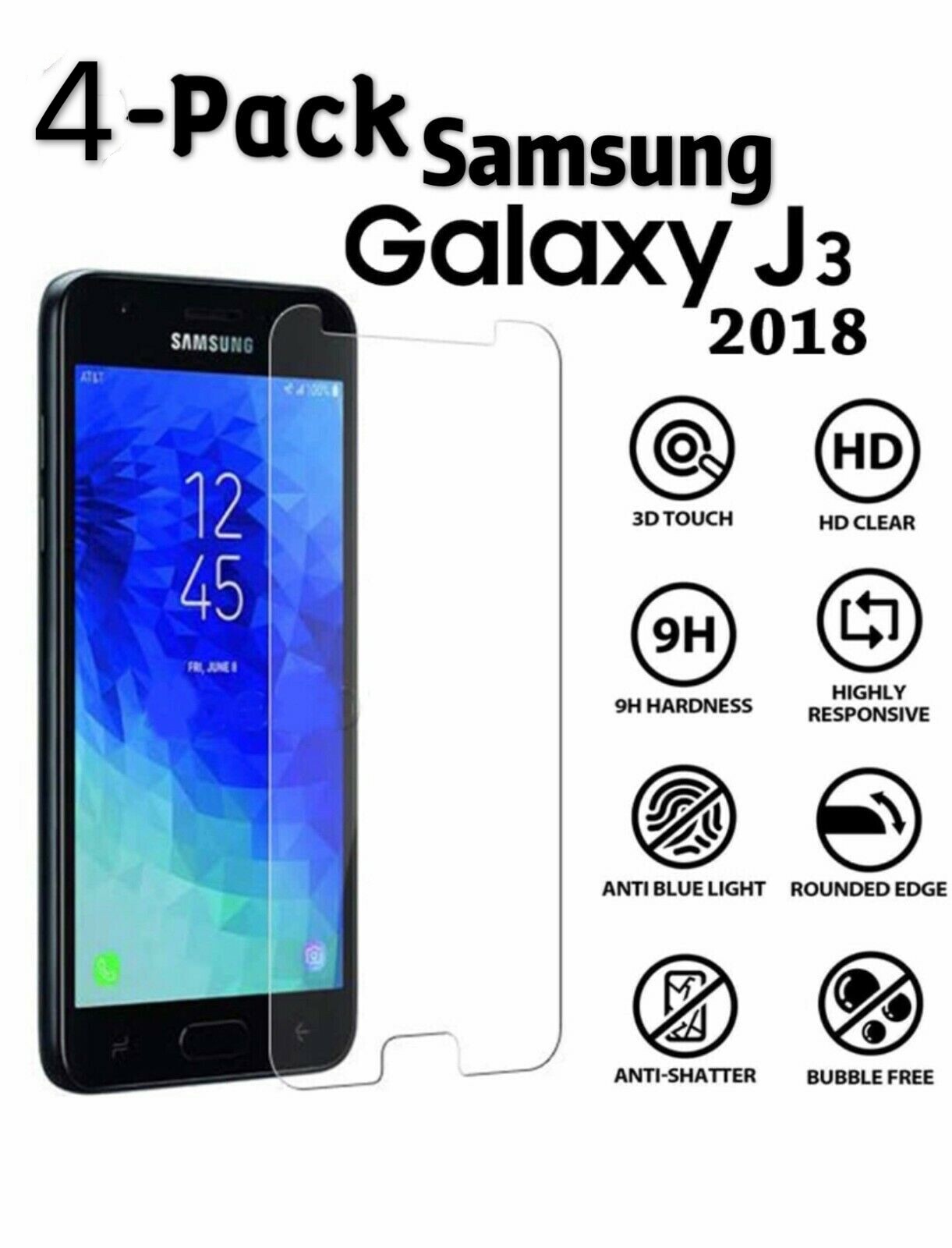 Pack For Samsung Galaxy J3 Orbit/Star/V 2018 Tempered Glass