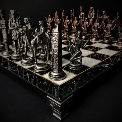 Antique Chess Sets Large Pharaoh Handmade Wood Chess Board - Christmas Gift  