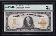 US 1907 $10 Gold Certificate Napier/Thompson Act 1907 FR 1170a PMG 25 (542)
