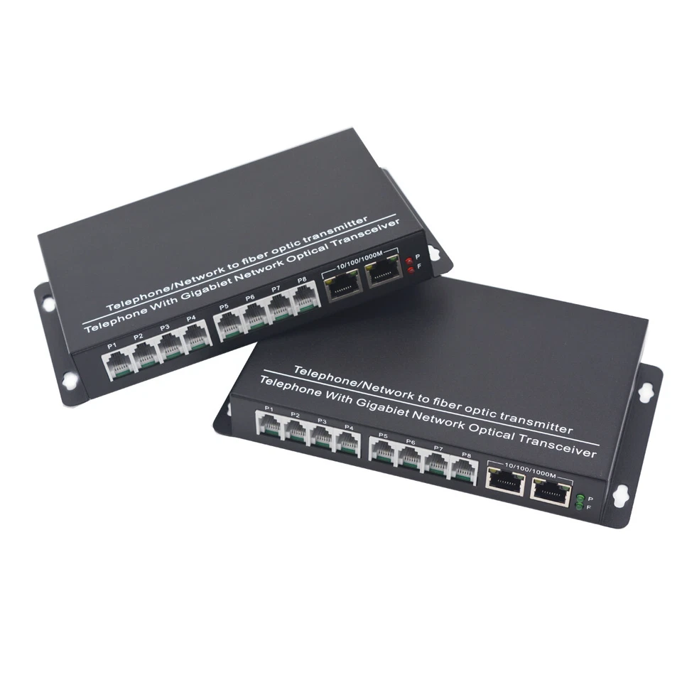 RJ11 POTS Telephone 2 Gigabit Ethernet over Fiber Optic Extender Converter 1 Set - Image 2 of 4