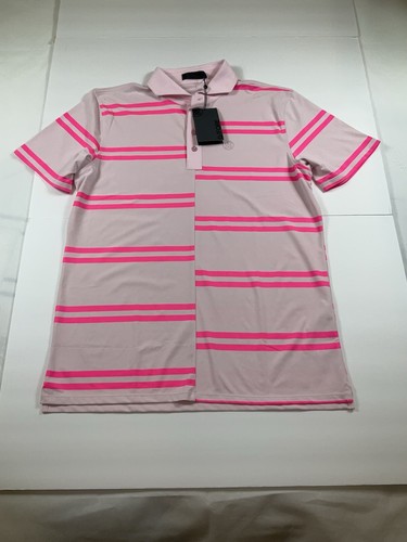 G/Fore Offset Stripe Golf Tech Pique Polo Shirt Pink Men's G4MS23K182 $120 Large - Picture 2 of 11