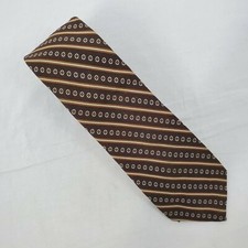 Vintage Johnny Carson Diagonal Stripe in Brown Gold Tones Polyester Neck Tie 