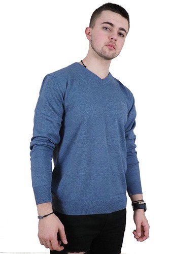 Herren Strickpullover Baumwolle V-Ausschnitt Marke Essential klassische Passform S-6XL - Bild 43 von 77