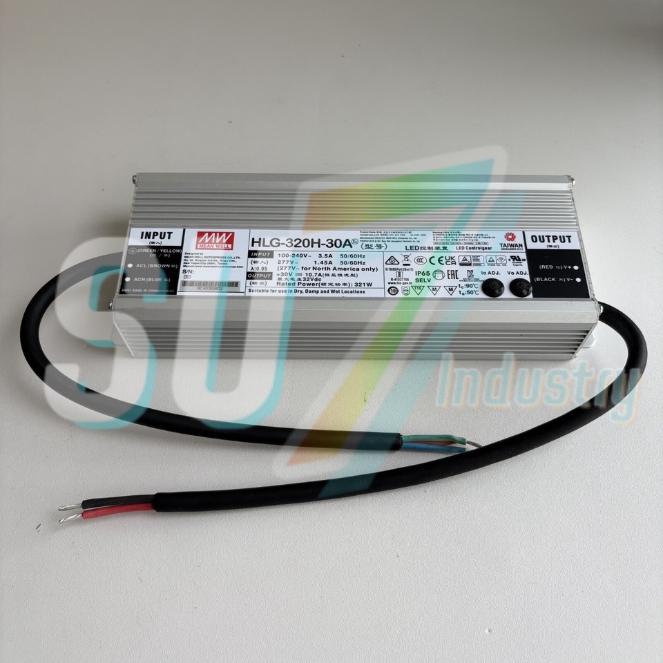 MEAN WELL HLG-320H-54B 320W Power Supply - 54V 5.95A IP67 Rated LED Driver With PFC