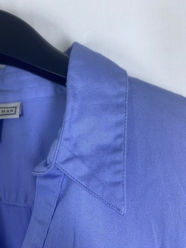 Dana Buchman Shirt Womens XL Blue Solid 3/4 Sleeve Button Up Top Blouse Formal - Picture 4 of 11