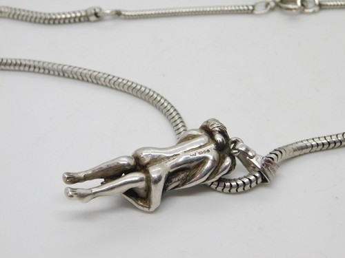 Cast Sterling Silver Large Erotic Pendant Necklace Vintage 1993 London - 第 6/6 張圖片