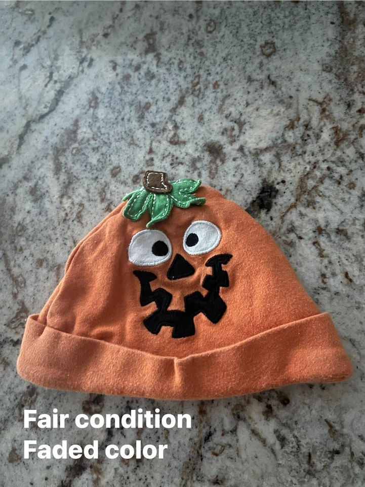 Miniwear Halloween Naranja Calabaza Bebé Gorro Sombrero 0/3 Meses Color Desteñido ~ Usado Foto 2 de 4