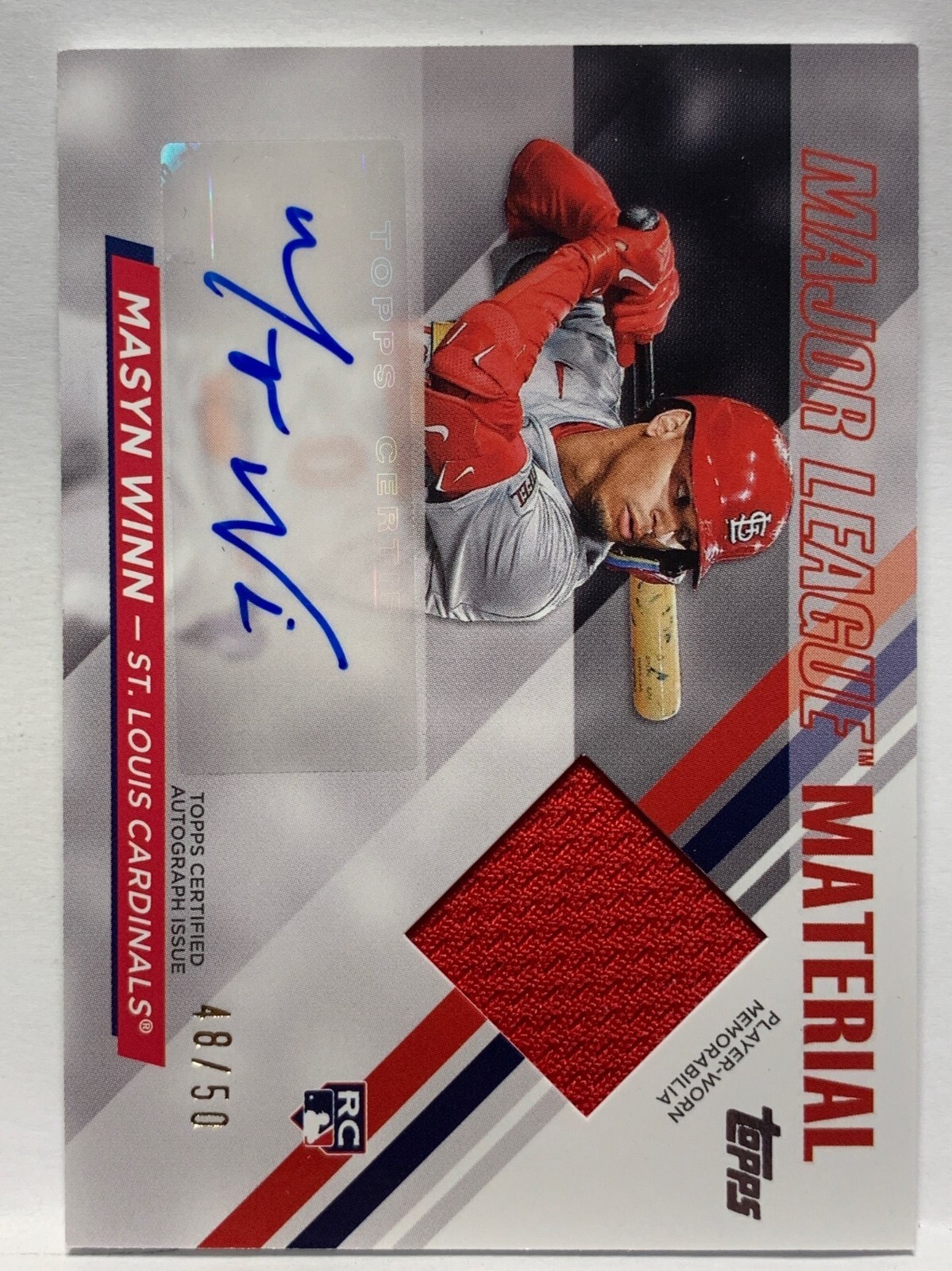 MASYN WINN 2024 TOPPS UPDATE MLMAU-MW MAJOR LEAGUE MATERIAL #'D /50 RC AUTO!!!!