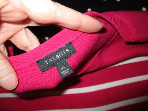 Damenpullover Talbots rosa weiß gestreift 3/4 Ärmel U-Boot-Ausschnitt Größe XL - Bild 4 von 5