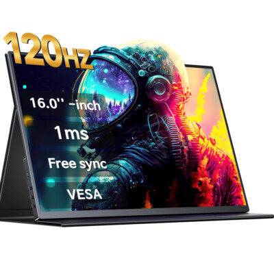 Portable Monitor 16'' 120Hz Tragbarer IPS Bildschirm 1920x1200 HDMI USB C Monitor