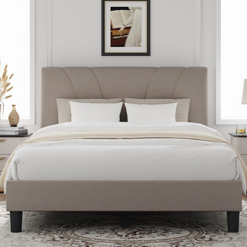 Queen Bed Frame with Headboard, Bed Frame Queen Size with Wood Slats Support,Lin