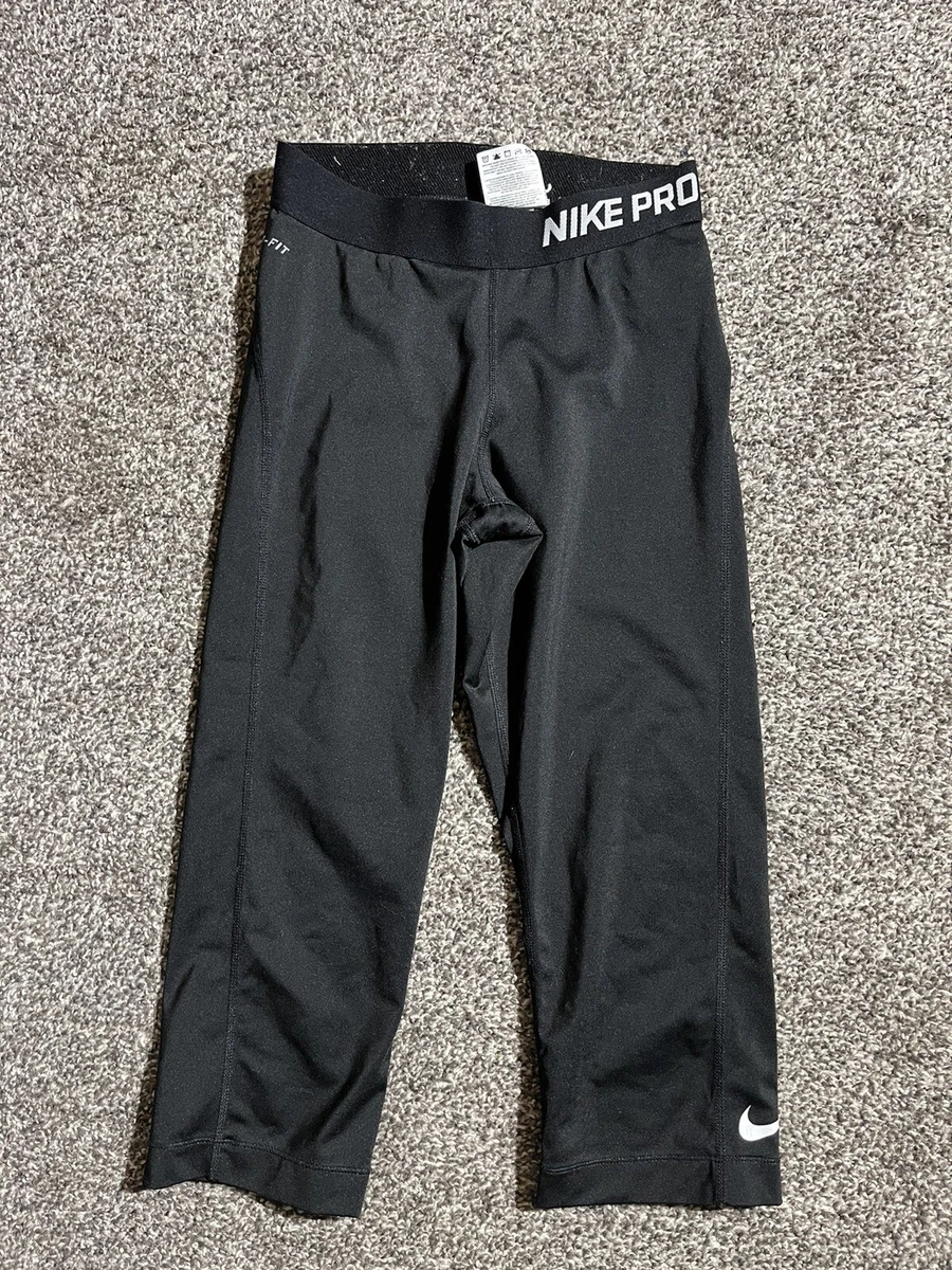 Nike Pro Dri-FIT Black Compression Capri Pants Leggings Girls Size