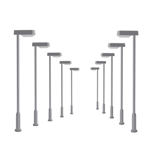 10 pezzi modellini treni scala HO TT lampione metallo lampione lampione bianco luminoso led - Foto 1 di 6