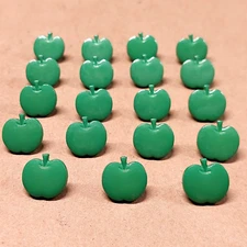 Vtg Dill Buttons GREEN APPLES 14mm Lot 19 count Plastic Fruit Shank Crafting