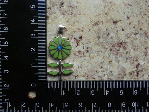 Sunflower Gaspeite Sterling Silver 925 Gemstone & Opal Handmade Pendant NEW Y91 - Picture 7 of 8