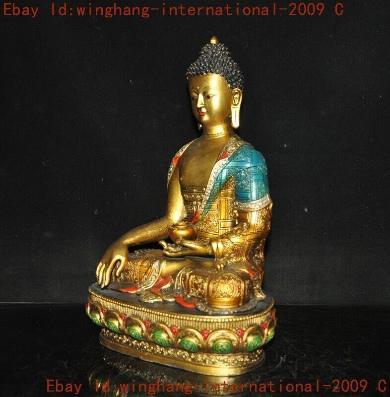 old Tibet Buddhism bronze Gilt painted Sakyamuni Shakyamuni Shakya Mani