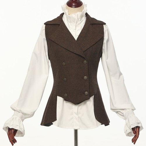 Chaleco victoriano para mujer, trajes de tweed renacentista chaleco gótico - Imagen 4 de 17