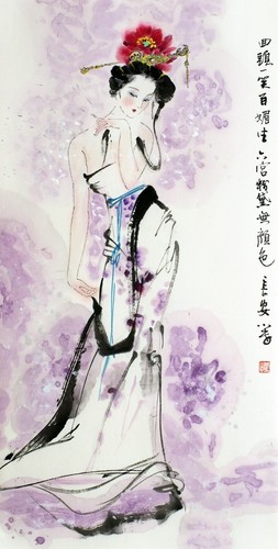 Yang Xiaochun (1960)-Hand-Painted Chinese Ink- A Smile with a Hundred Charms - Picture 10 of 11