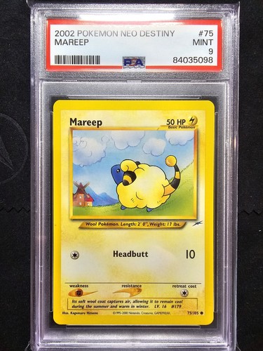 PSA 9 Mareep - 75/105 2002 Neo Destiny Unlimited Rare Pokemon Card - Picture 1 of 2