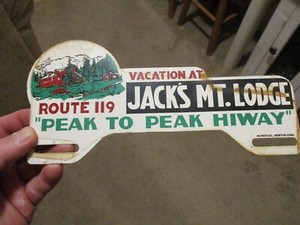 A+ 1950's COLORADO LICENSE PLATE TOPPER JACK'S MOUNTAIN SKI LODGE