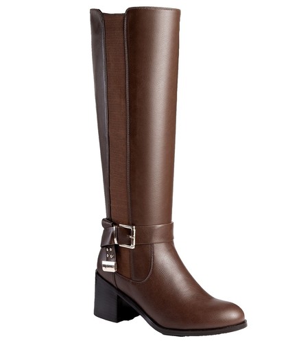 LANNIE DRESS LEATHER BOOT Dark Brown Suede High Block Heel Boots Size 6.5 |  eBay