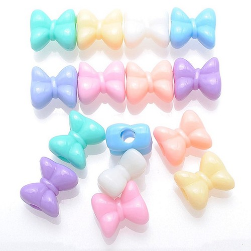 50 pcs Mixed Pastel Color Acrylic Butterfly Bows Charm Beads Various Shape - Picture 7 of 17