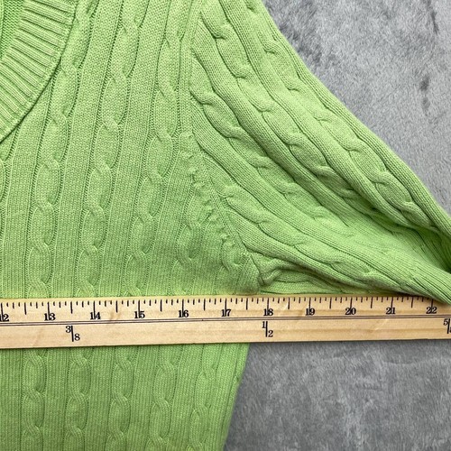 Y2K Cable Knit Sweater Medium Preppy Minimalist Pastel Green Spring Soft Girl - Picture 4 of 7