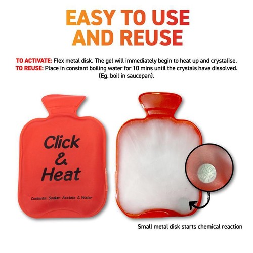 Au Heat In A Click Reusable Bottle Shape Instant Pad Pocket Hand Warmer Outdoor - Picture 4 of 5