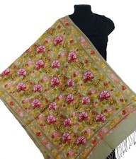 Kashmir Embroidered Ari work 100%Pure Wool 28"X80" Traditional Ari Embroidery