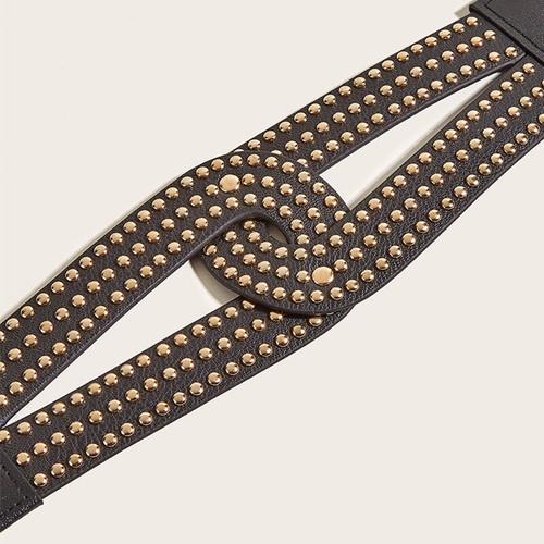 Frauen Nieten Elastisches Korsett Breiter Gürtel Kleid Mantel Anzug Hemd K - Bild 12 von 14