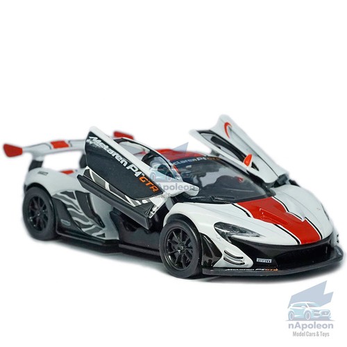 Modellino auto da corsa McLaren P1 GTR 1:32 pressofuso veicolo giocattolo collezione regalo bambino bianco - Foto 6 di 12