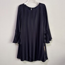 Vestido Cremieux Selina a Rayas S Satinado Azul Crepúsculo Puño Tulipán Forrado Fiesta NUEVO