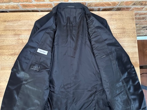 Calvin Klein Black Slim Fit Tuxedo Sport Coat Blazer Jacket - 42R New $350 - Picture 5 of 12