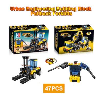 Build A Brick x47 Teile 2in1 Kit | City Bau Gabelstapler & Roboter