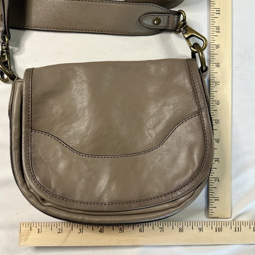 Frye Women's Lucy Leather Saddle Bag Gray Purse - Picture 3 of 13
