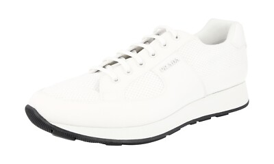 PRADA Mesh Nylon Sneakers RED STRIPE Prax 01 - All White - NEW -  US 8 EU 41