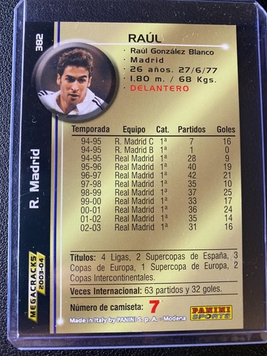 2003-04 Megacracks La Liga Raul Real Madrid Spanien #382 - Bild 2 von 2