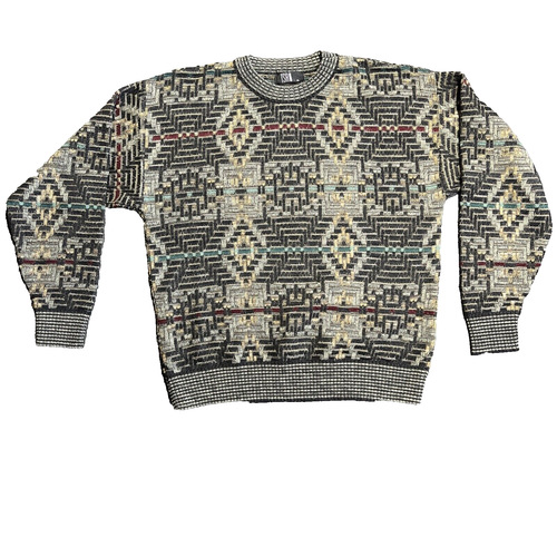 Vintage 90’s TSR USA Sweater Men’s Size XL Heavy Geometric 3D Diamond Multicolor