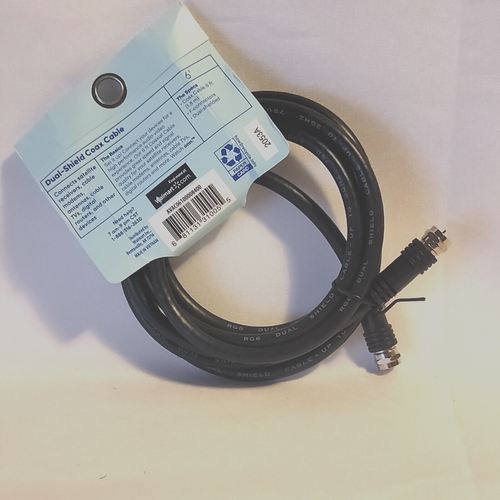 Reloj Onn. Cable coaxial de cuatro escudos 6 pies negro totalmente nuevo - Imagen 2 de 3
