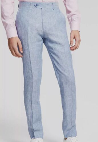Bar III Men's Blue Slim-Fit Textured Linen 2-Piece Jacket Pants Suit 36S - Picture 4 of 5