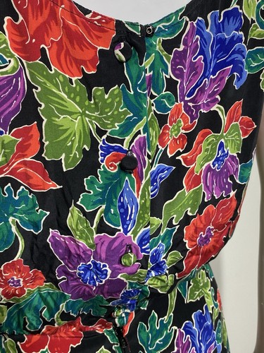 Maggy London By Kenneth Midi Silk Floral Dress 12 80s 90s Wrapped Style - Picture 16 of 17