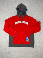 University Of Wisconsin Badgers Jacket Adult S Red Adidas Full Zip Hooded