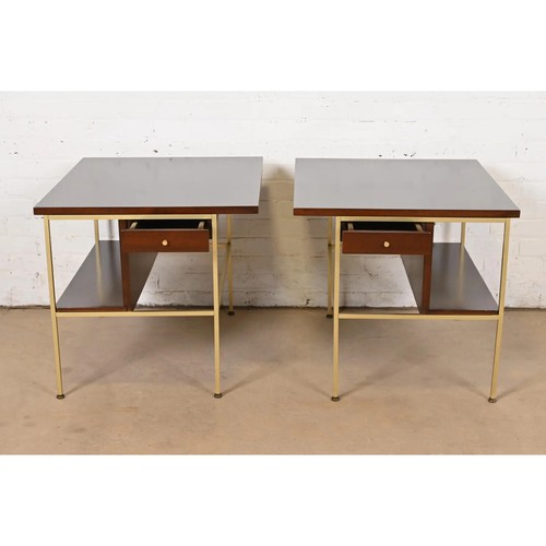 Paul McCobb Irwin Collection Mahogany and Brass Nightstands, Newly Refinished - Picture 5 of 11