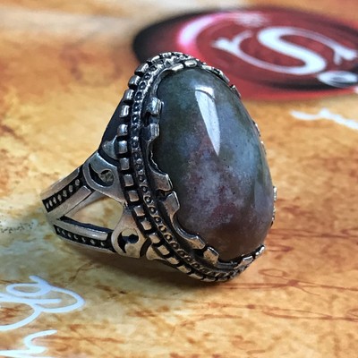 N nice islamic 925 Sterling Silver Men's Ring natural Yemen Agate aqeeq لله