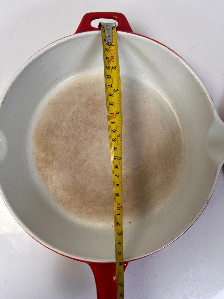 VTG 1960s COPCO Cast Iron Enamel 12" Skillet w Lid Red Denmark Michael Lax - Image 4 of 4