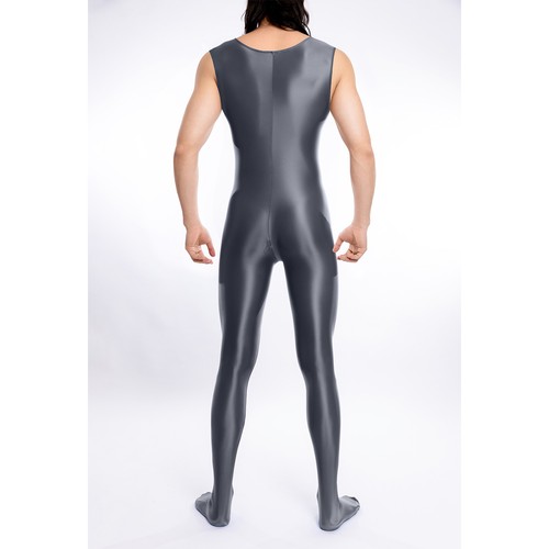 Men Glossy Full Body Bodysuit Lingerie Jumpsuit Round Neck Leotard AU - Picture 18 of 82