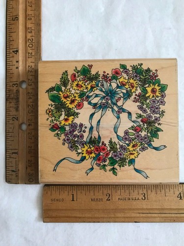 Summer Blooms Wreath Rubber Stamp Penny Black