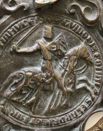 ANTICO VECCHIO ottone grande CAVALIERE A CAVALLO battente porta battente Inghilterra inglese - Foto 3 di 8