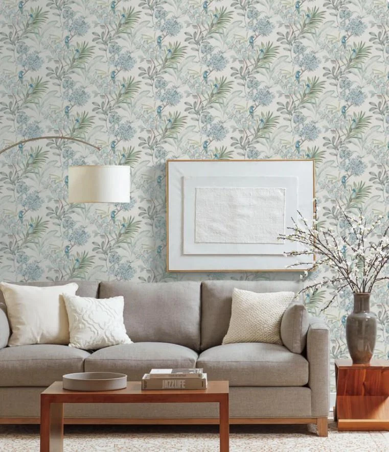 Papel Pintado York Painterly Songbird Turquesa, Verde Azul Marrón 60 pies cuadrados Perno Foto 2 de 4