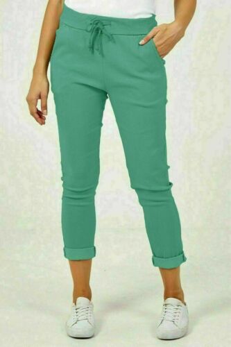 WOMENS LADIES STRETCH PLAIN MAGIC COMFY LAGENLOOK JOGGERS TROUSERS PANTS ITALIAN - Picture 19 of 22